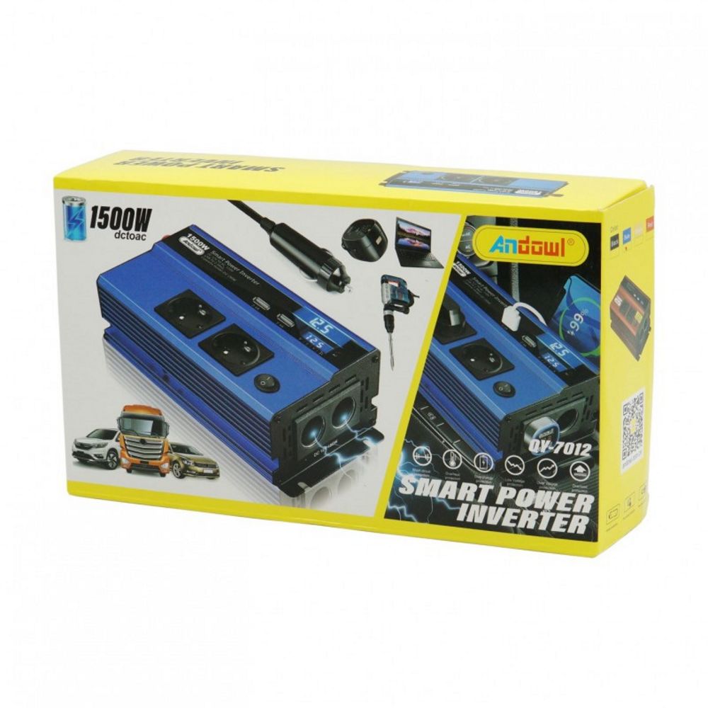 1500W, inverter, smart power, DC/AC current, battery inverter, 12v car battery